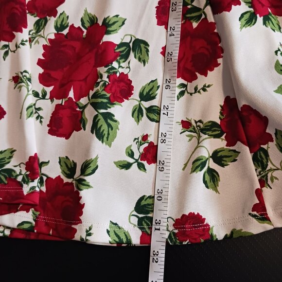H&M Divided White w/ Red Rose Print Scoop Back Fit & Flare Skater Dress, Size 6 - Picture 15 of 16